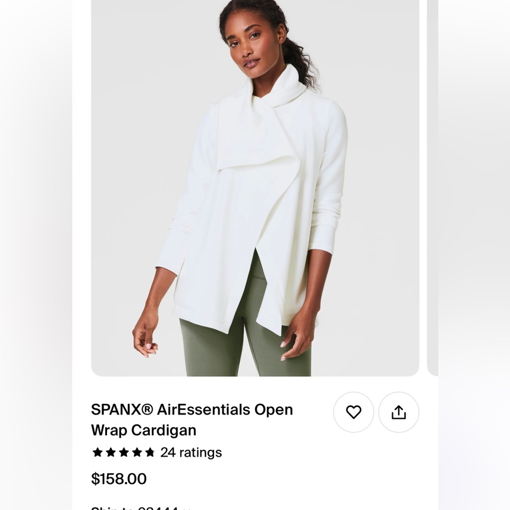 SPANX White Open Wrap Cardigan